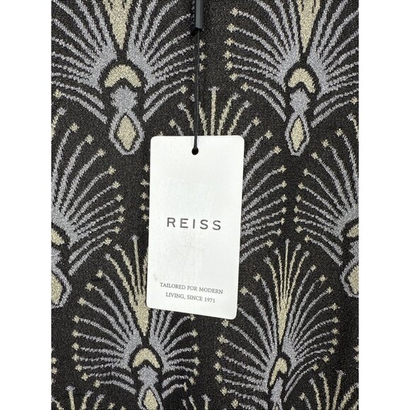 New Reiss Size Large Annie Metallic Jacquard Tunic Mini Dress Bodycon - Picture 13 of 16
